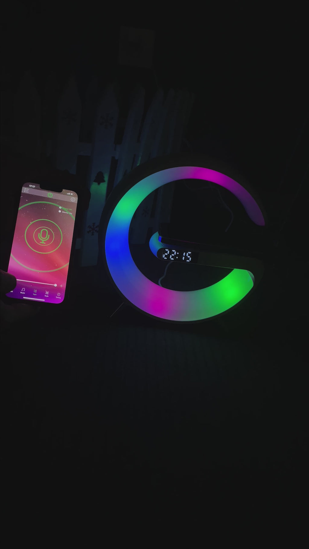 G Shaped LED Lamp Bluetooth Speake Wireless Charger